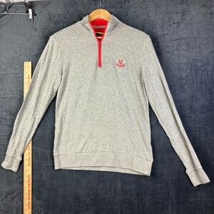 Prince & Fox Gray and Red Zip Up Sweater Fitted Design